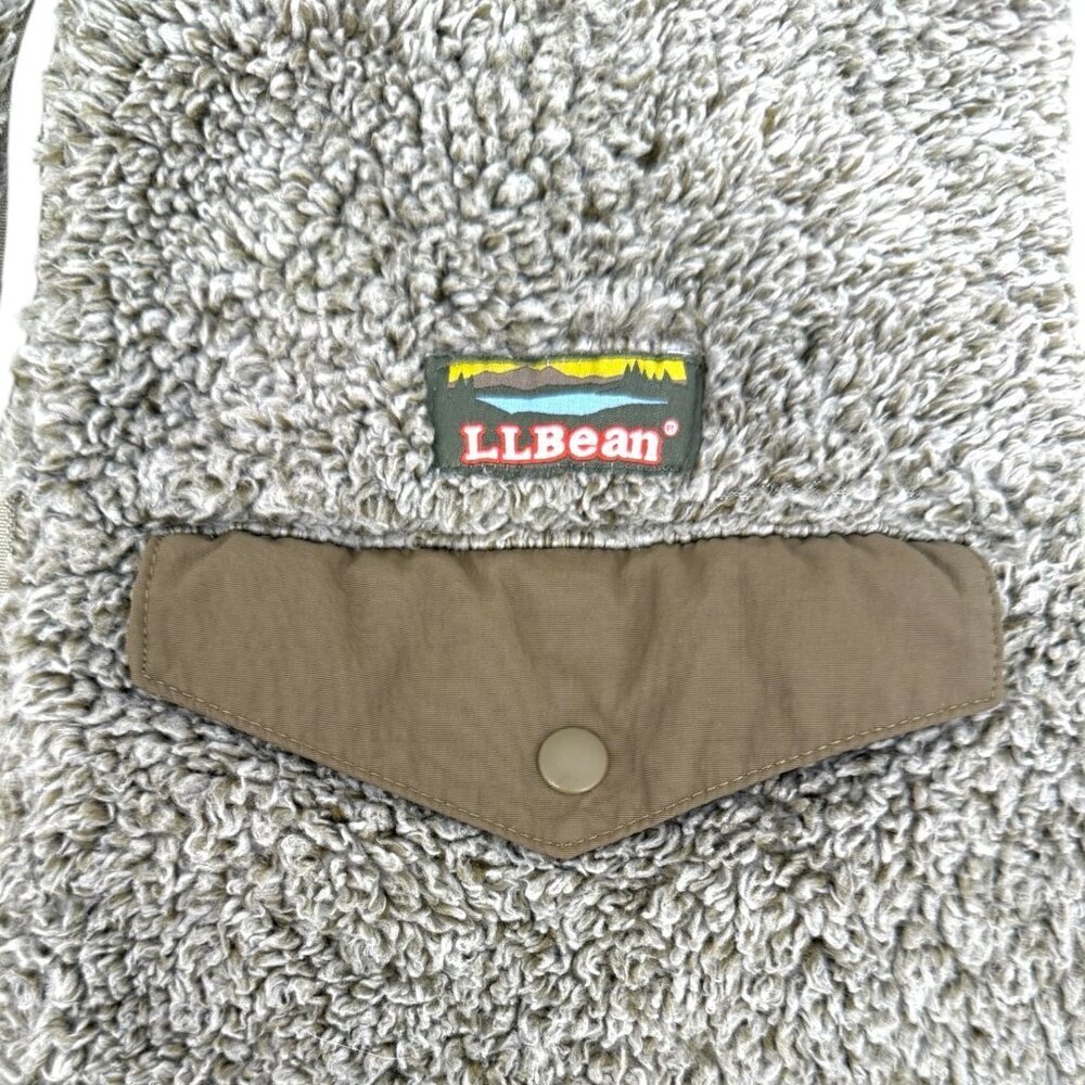 L.L.Bean Womens Slightly Fitted Fleece Vest With Nylon Trim Size Med Olive Gray - Picture 11 of 13